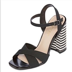 Black and White Striped Nicole Miller Heels